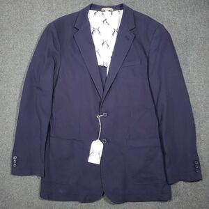 Peter Christian Cotton Blazer Men 42R Navy Blue Sport Coat Patch Pocket MJ94